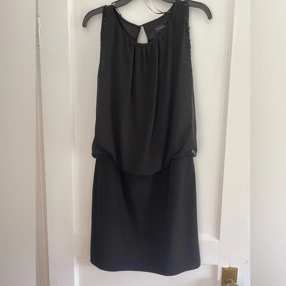 SCARLETT women’s black evening cocktail round neck midi dress size 10